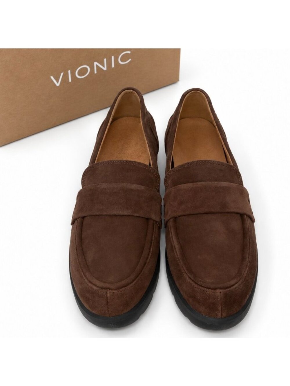 Vionic Cleo Loafers Womens 8 M Coffee Brown Suede Arch Support Slip On Comfort - Picture 7 of 9